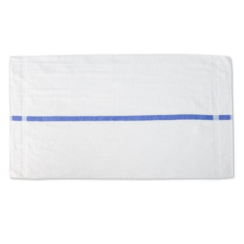Pool Towel, 24x48, 8lb, White with Blue Centre Stripe
